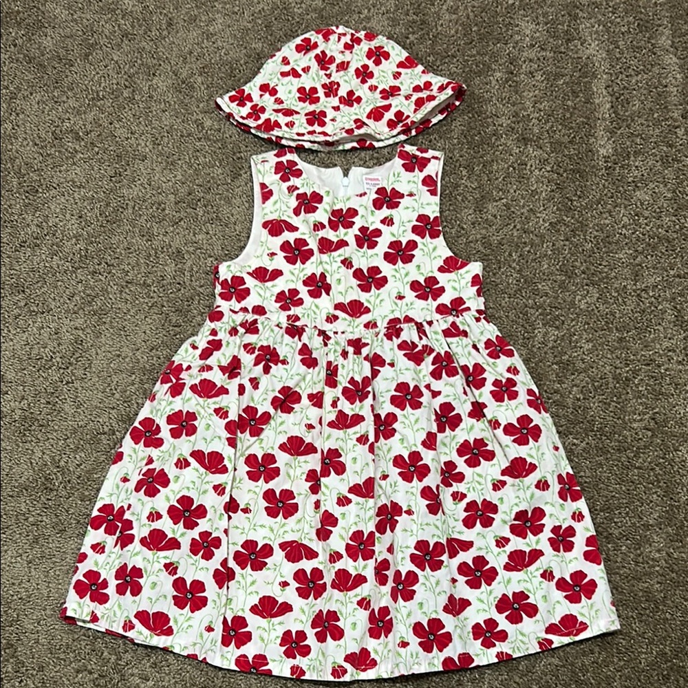 Gymboree Red Floral Dress with Hat